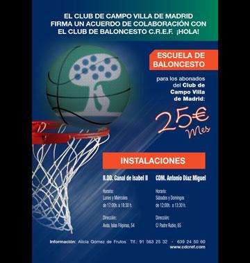 Acuerdo de colaboración entre el Club de Campo Villa de Madrid y el Club de Baloncesto C.R.E.F. ¡Hola¡