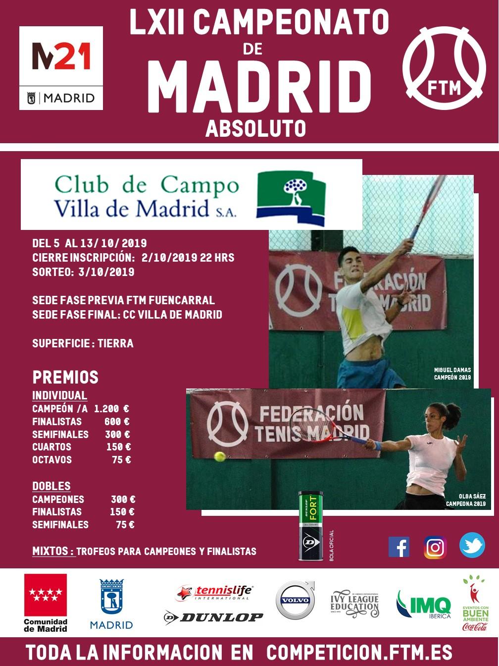 Cartel LXII Campeonato Madrid absoluto de tenis