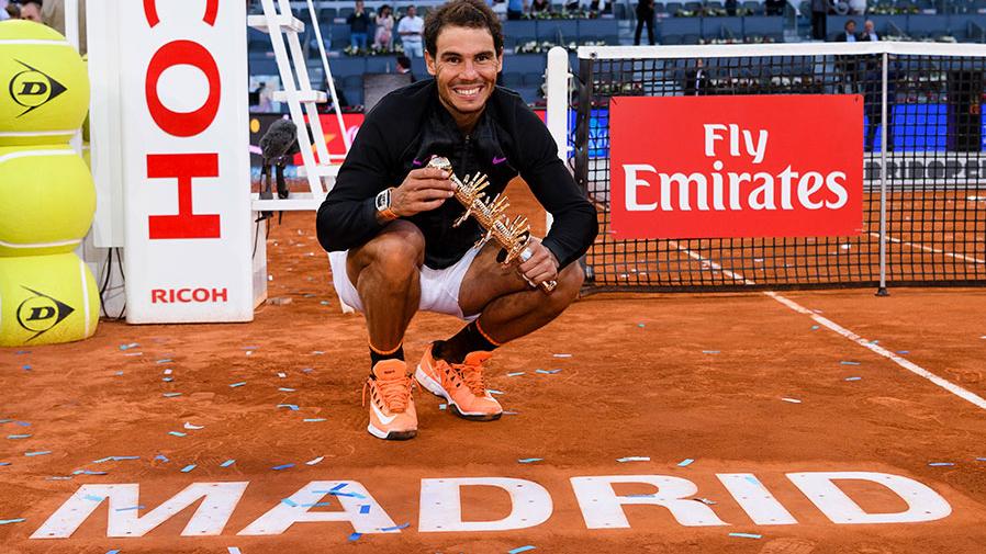 Rafa Nadal celebra su quinto título en Madrid. Foto: Mutua Madrid Open
