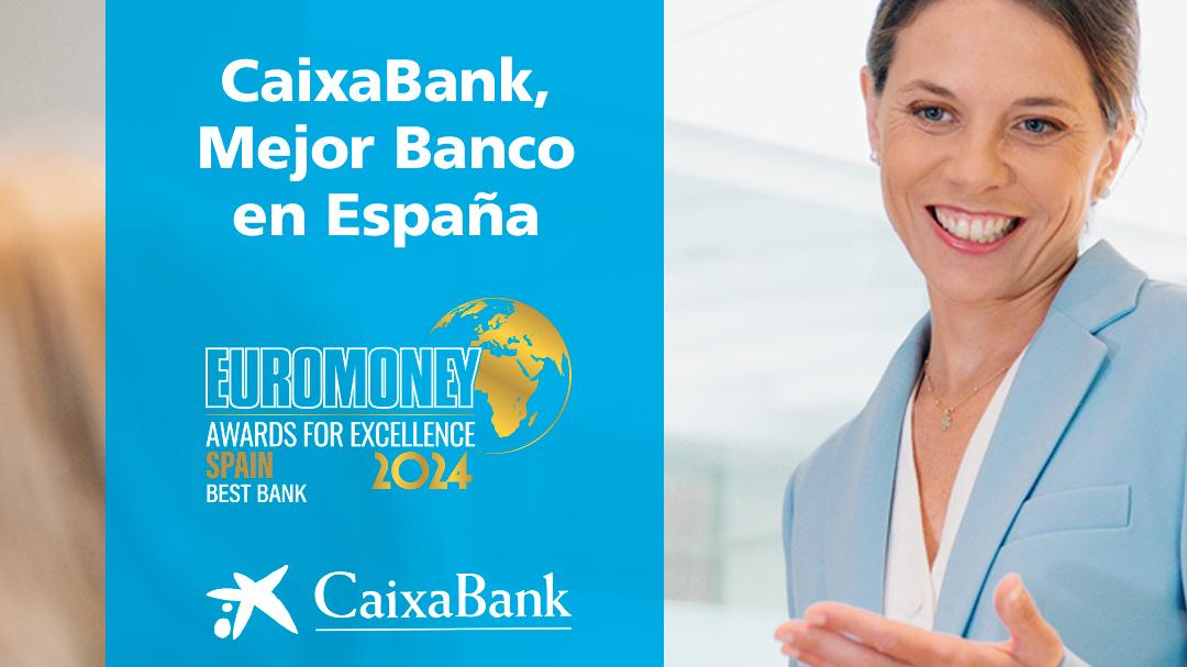 Imagen publicitaria de CaixaBank como mejor banco de España 2024