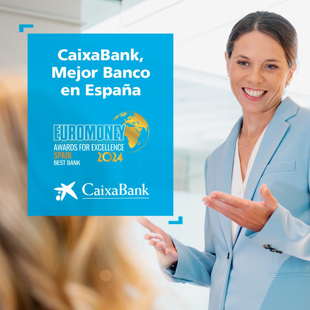 Imagen publicitaria de CaixaBank como mejor banco de España 2024