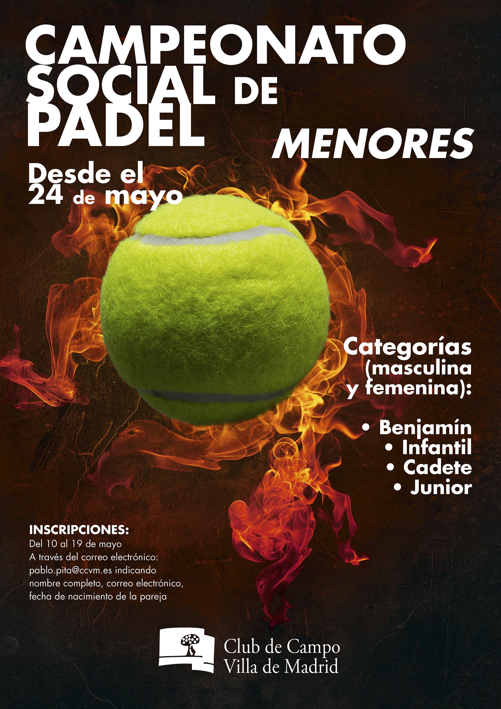 Cartel del Campeonato Social de menores de pádel 2025.