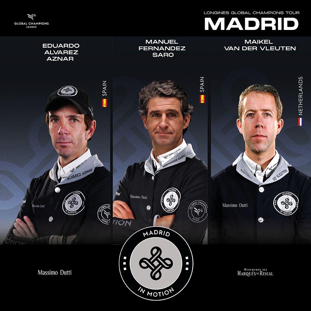 Los tres jinetes que forman el equipo Madrid in Motion.