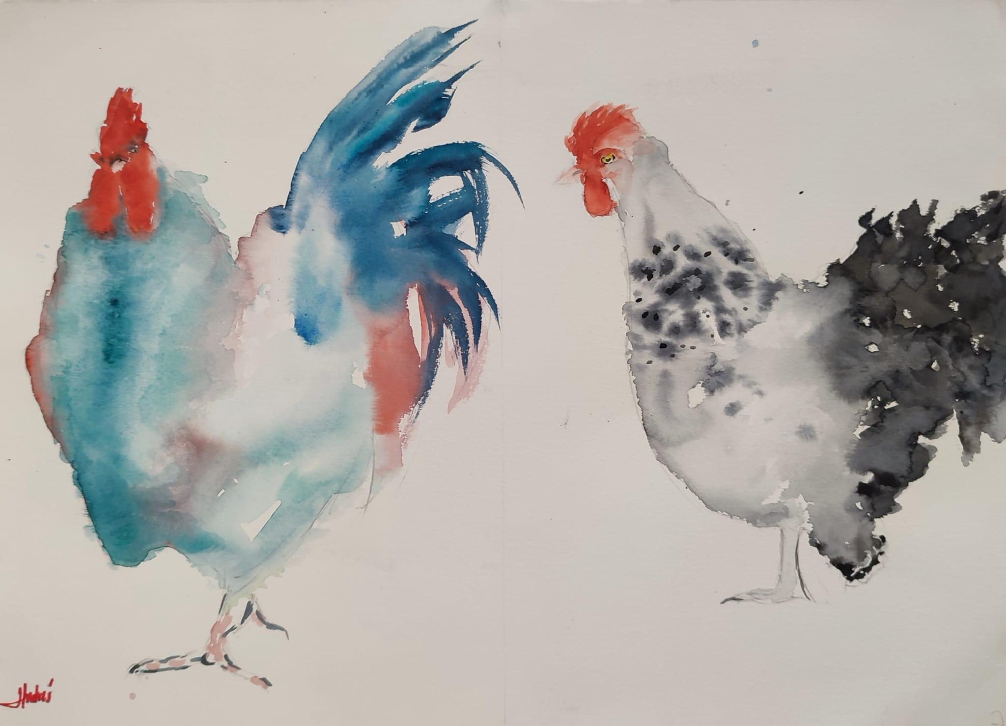 “ Kikirikí”, José Andrés García Redondo. Acuarela sobre papel.
