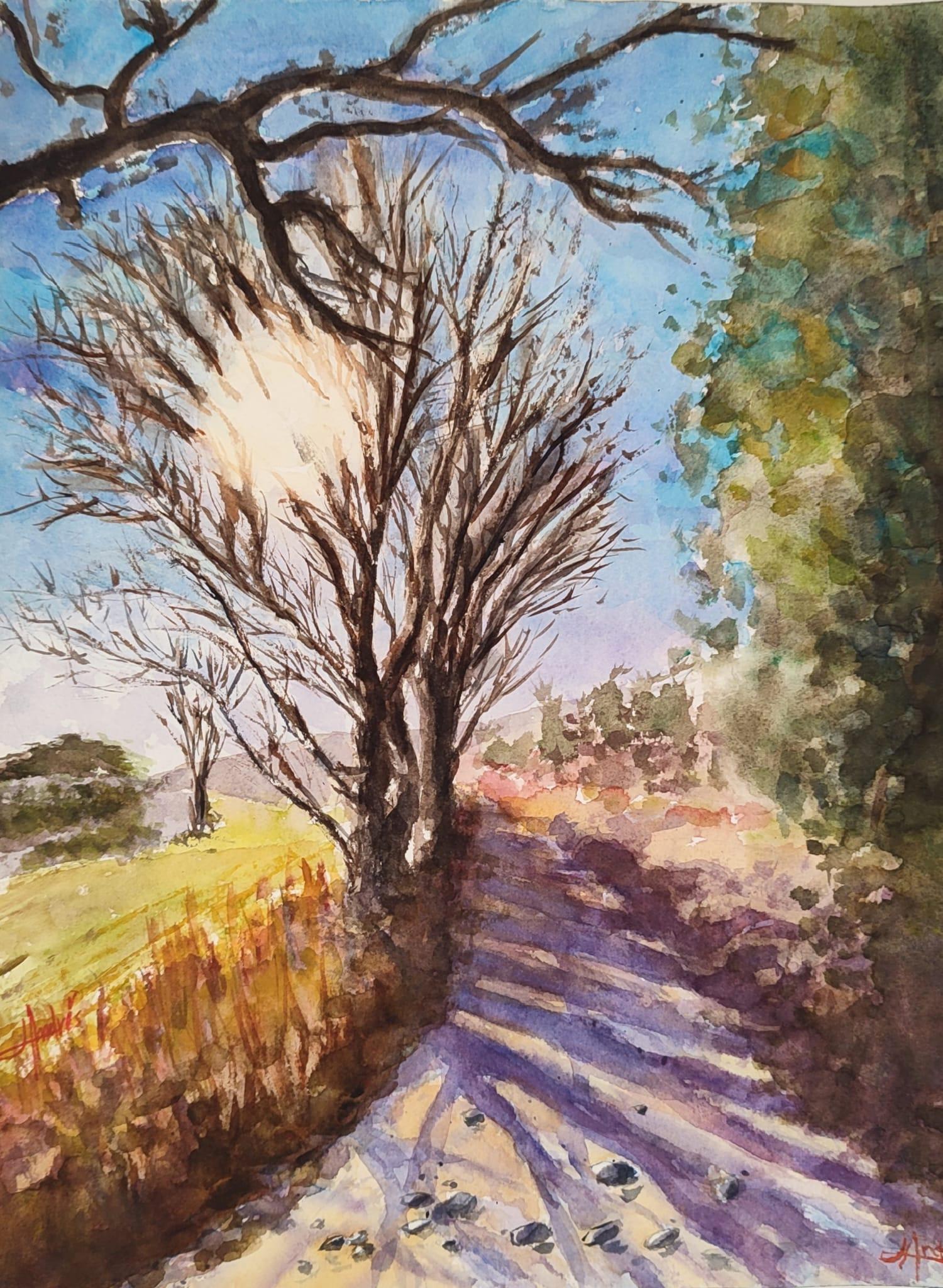 “Sol de otoño”, José Andrés García Redondo. Acuarela sobre papel.