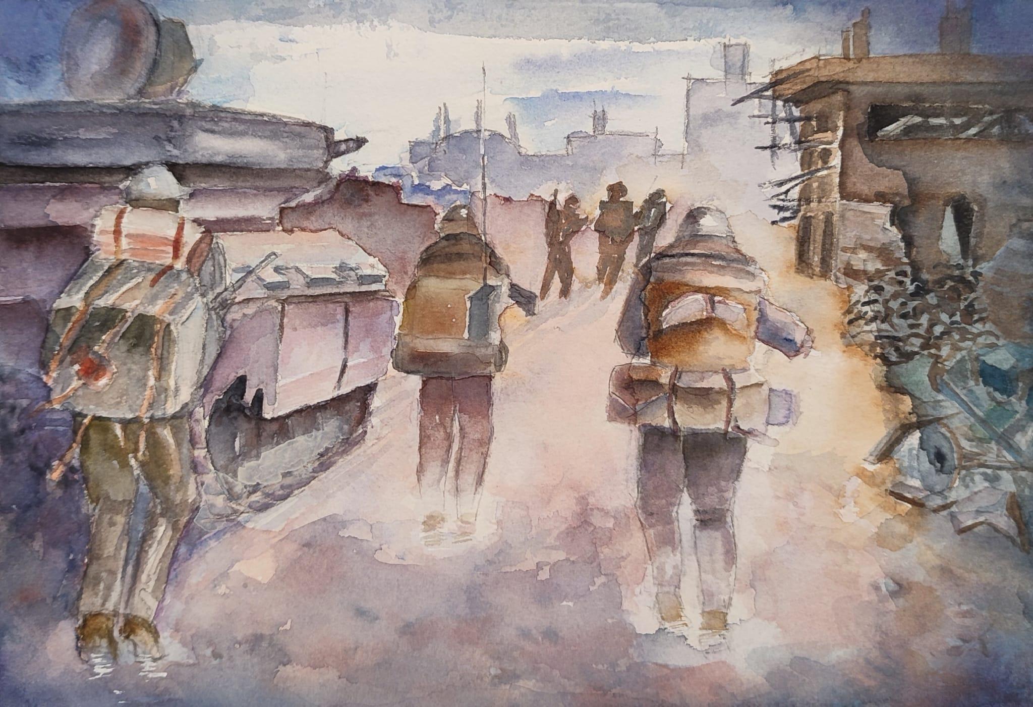 “Otra vez el hombre”, José Andrés García Redondo. Acuarela sobre papel.