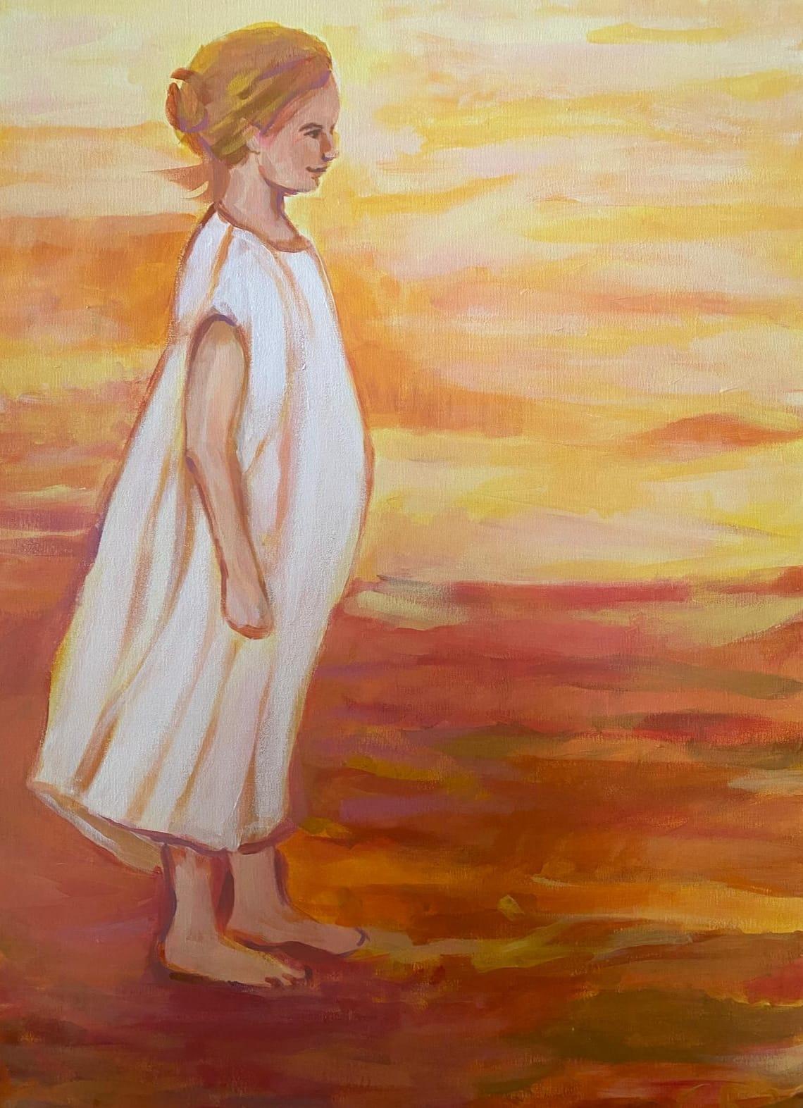 “Niña en el cielo”, Cristina Erice. Acrílico sobre lienzo.