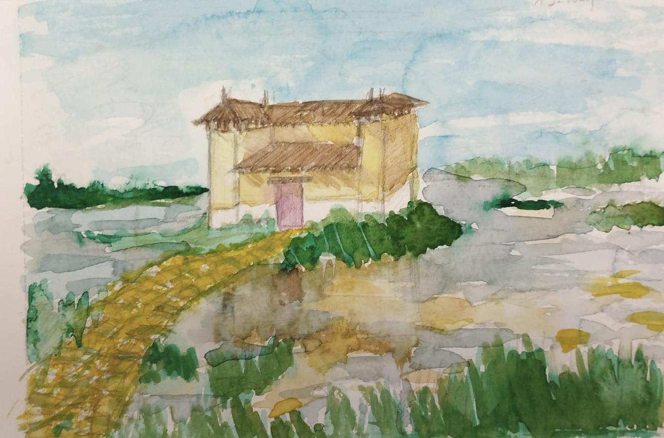 “Villafácila”, María González. Acuarela y grafito sobre papel.