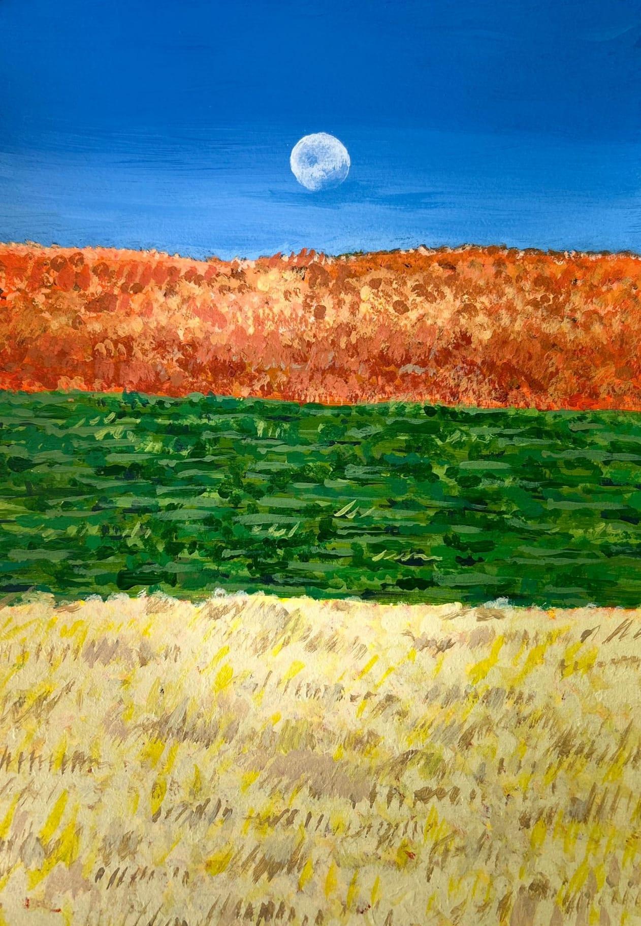 “Luna llena”, Mar Pérez León. Acrílico sobre papel.