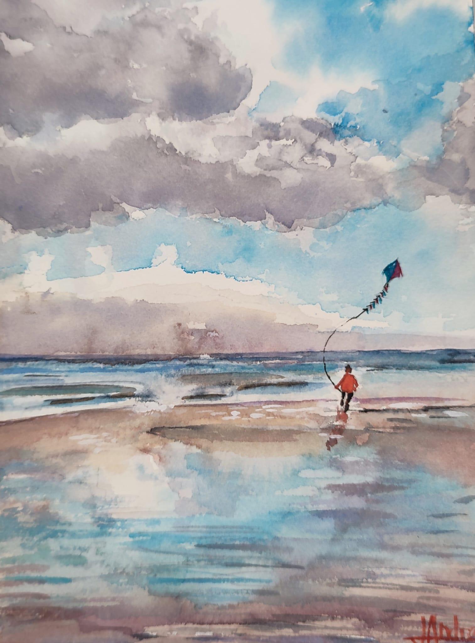 “El niño de la Cometa”, José Andrés García Redondo. Acuarela sobre papel.