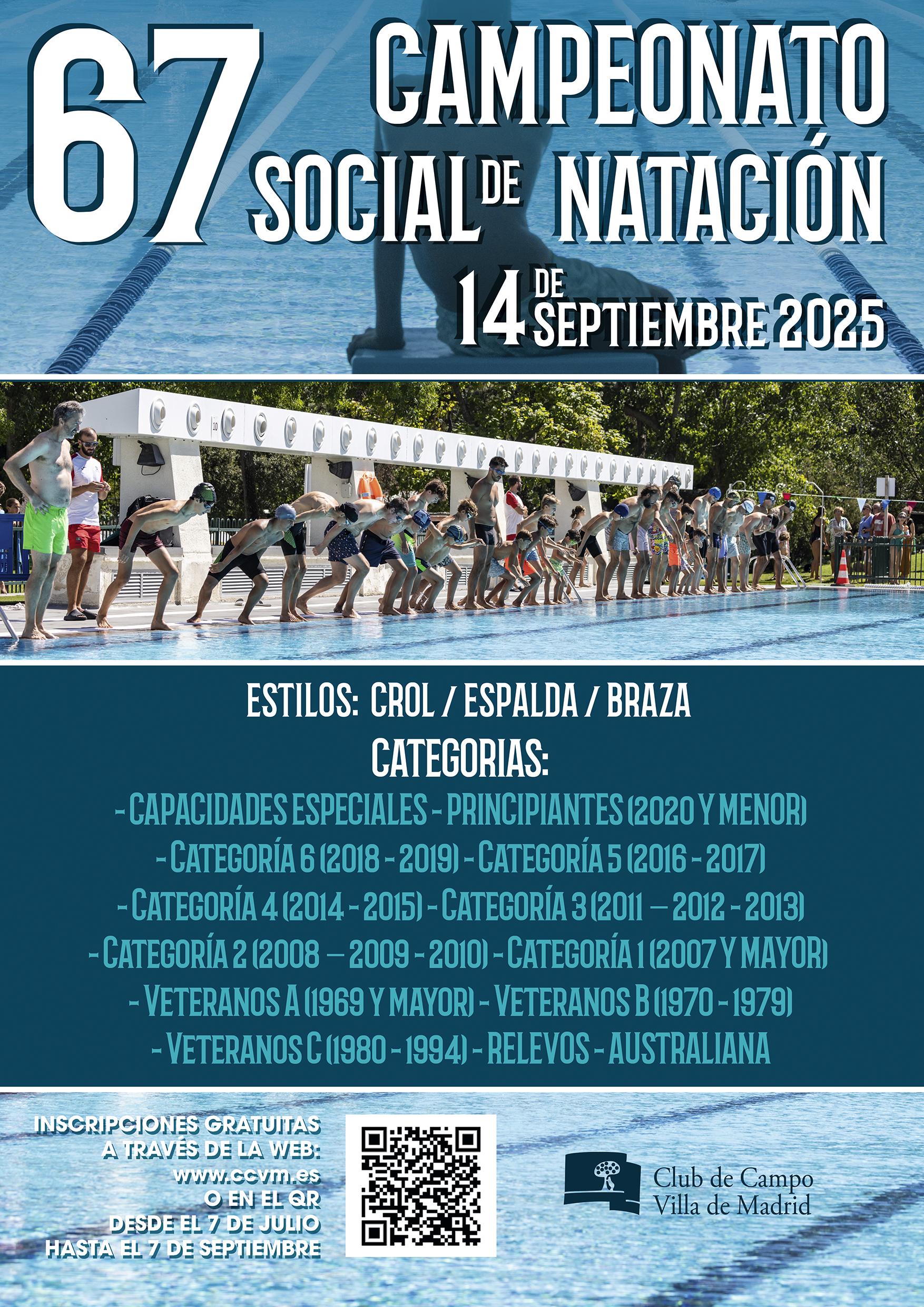 Cartel del 67º Campeonato Social de Natación RCCVM.