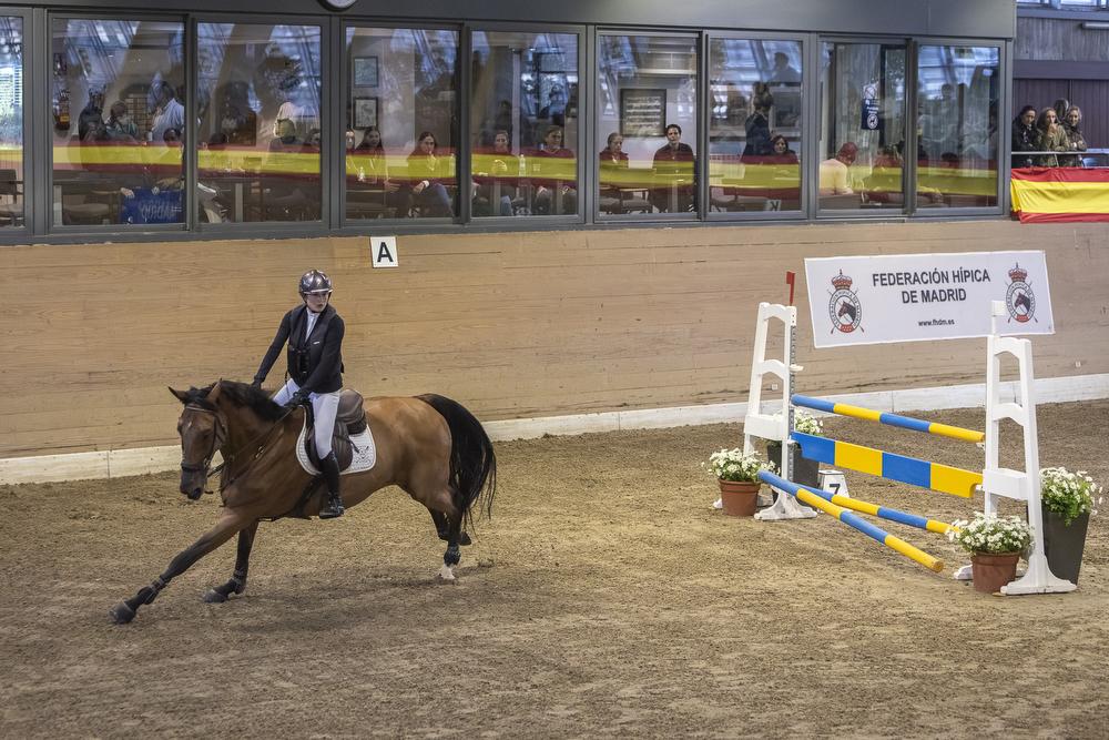Al galope, tras saltar un obstáculo.