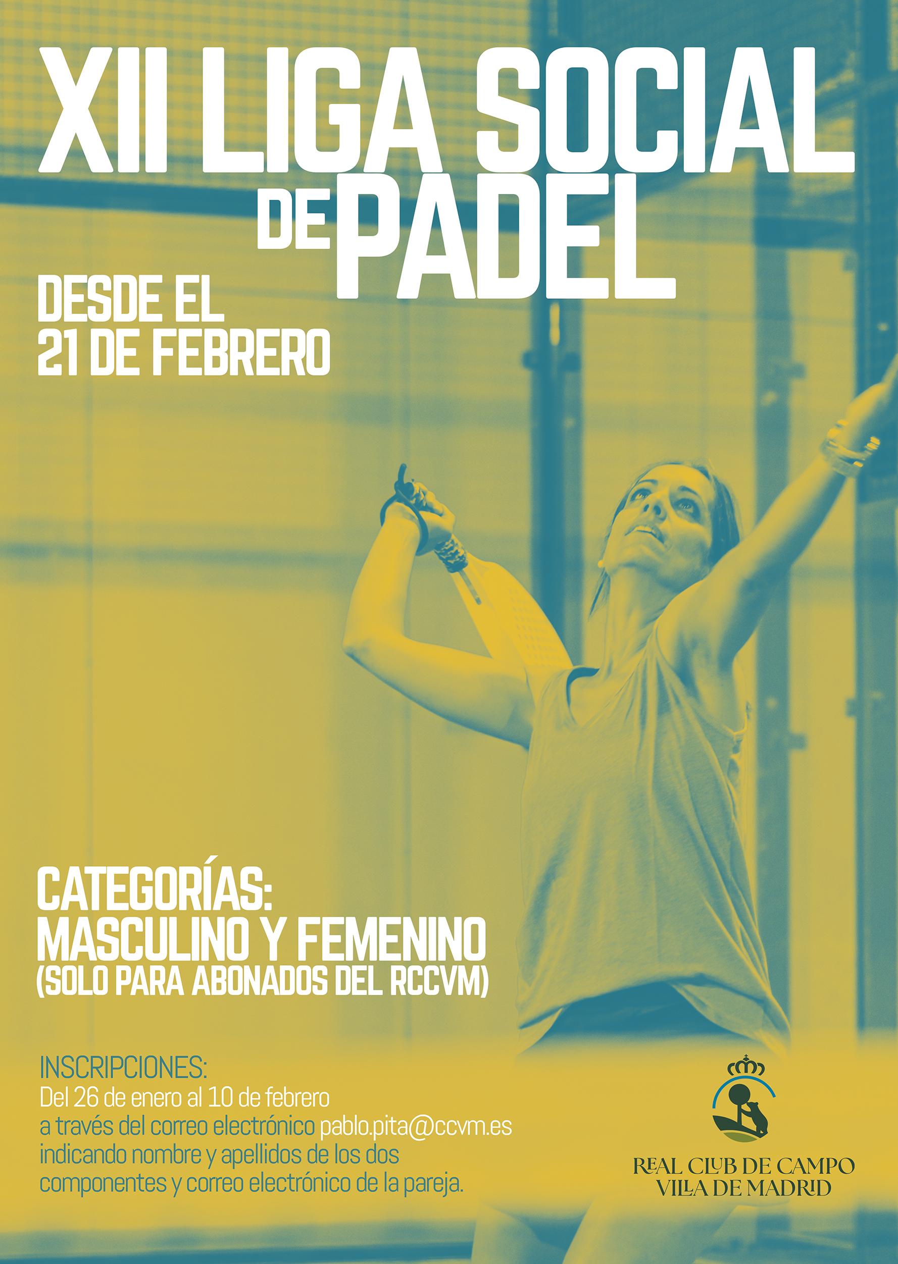 Cartel XII Liga de Pádel RCCVM 2026.