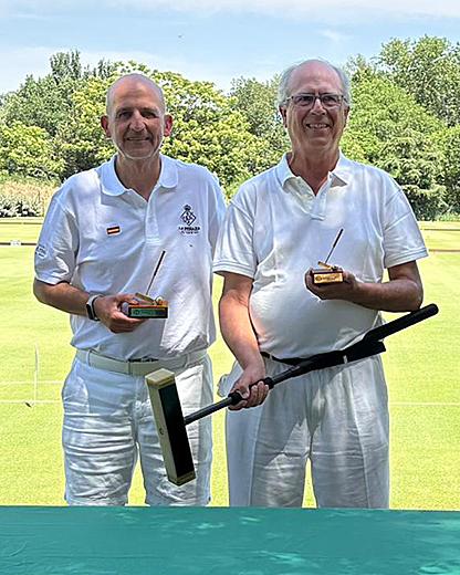 Juan Carlos Sarasa, campeón, y Fernando Jiménez Sánchez (dcha.), subcampeón, del Campeonato España Tier 4E de croquet.