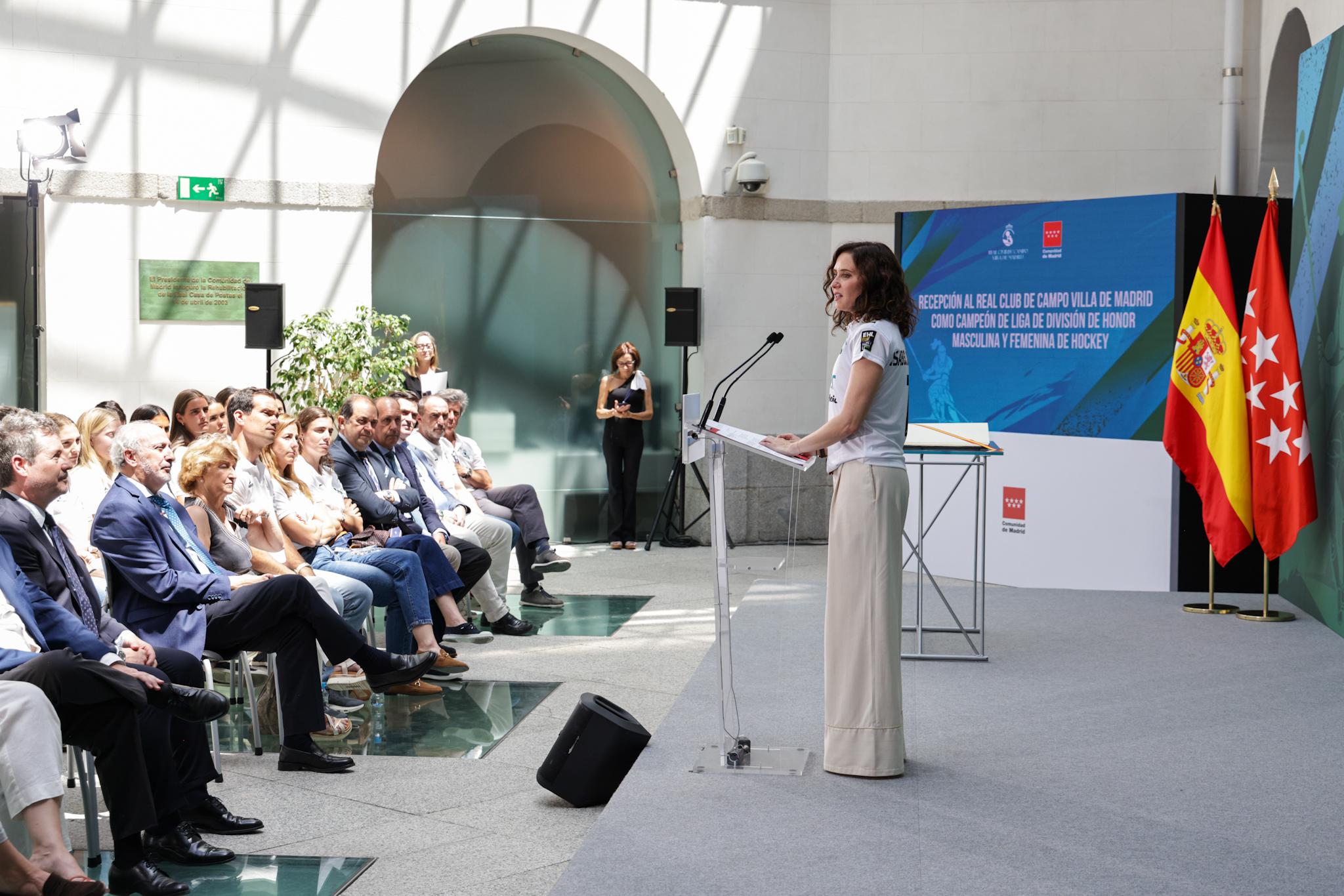 Isabel Díaz Ayuso, durante su discurso en la recepción.