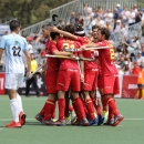 Los jugadores españoles celebran un gol en el partido de la Pro League contra Argentina. Foto: Miguel Ros